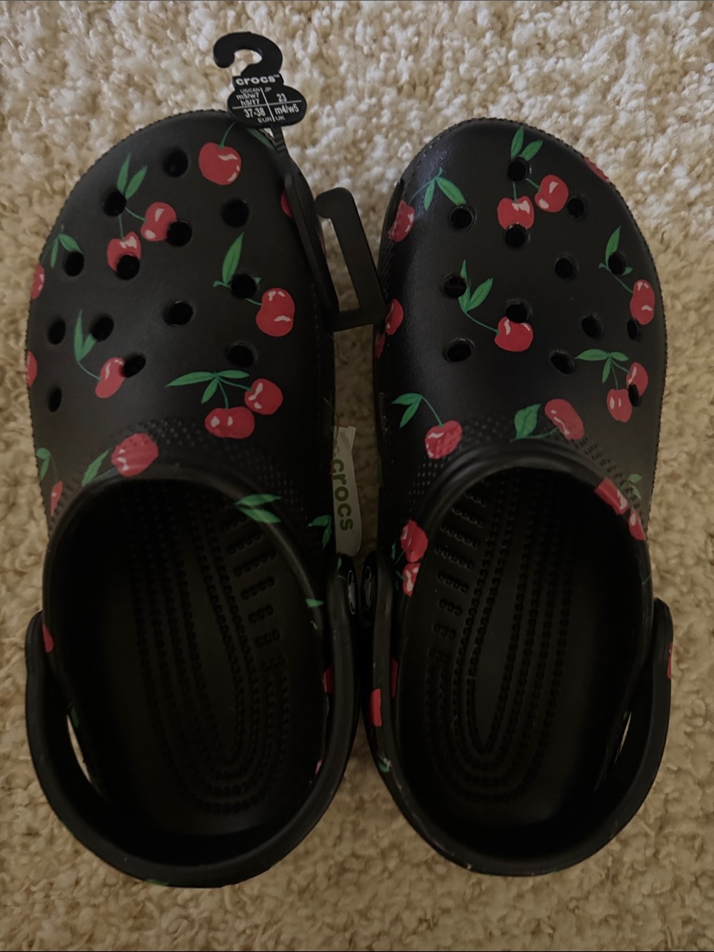 CROCS Kids Black Clog with Red Cherry Print